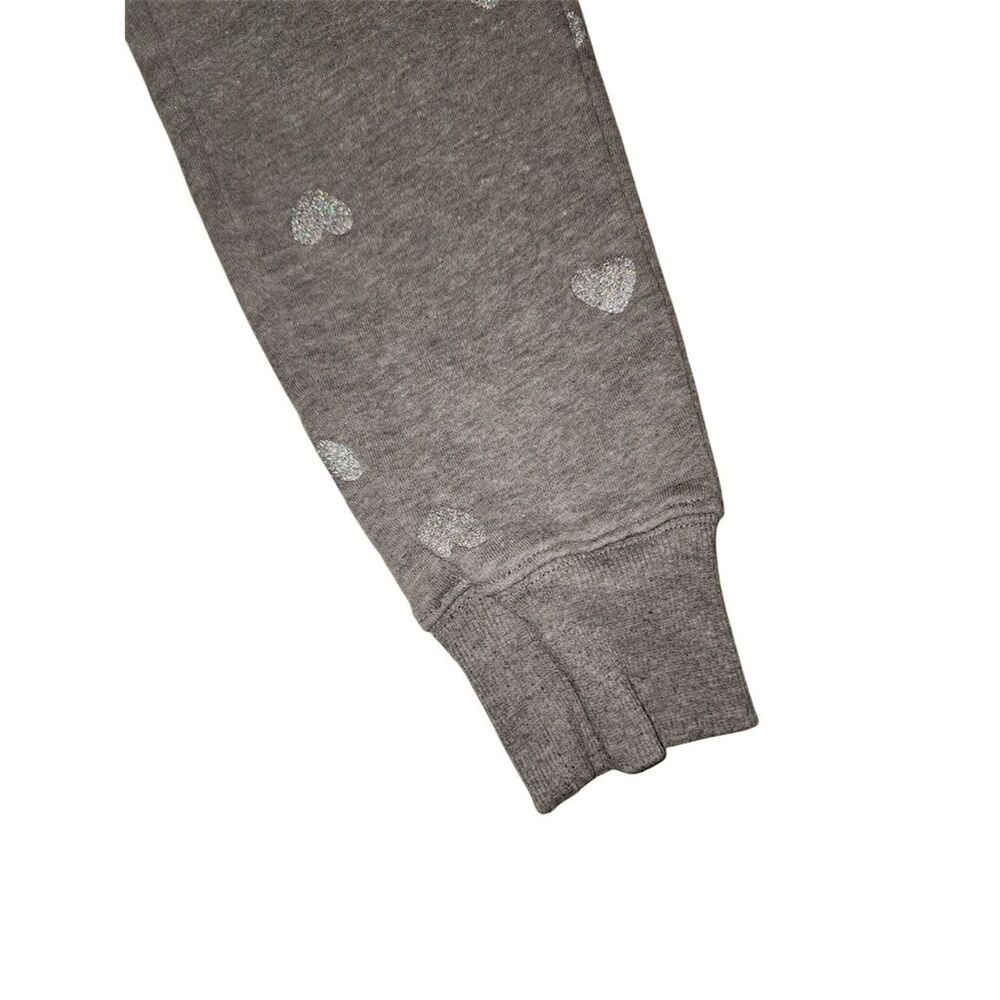 Old Navy Girls Heart Print Joggers Gray Size 6-7 Elastic Waistband - Picture 2 of 6